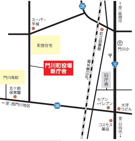 役場新庁舎位置図